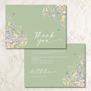 Carte de remerciements de Baby shower Fleur sauvag