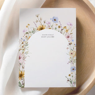 Carte de remerciements de Baby shower Fleur sauvag
