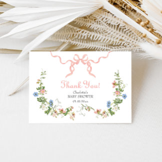 Carte de remerciements de Baby shower fleur sauvag