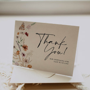 Carte de remerciements de Baby shower Floral Beige