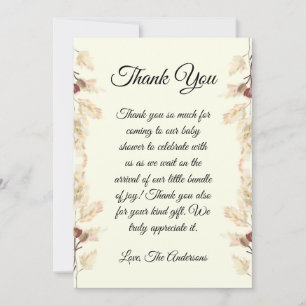Carte de remerciements de Baby shower Floral Boho