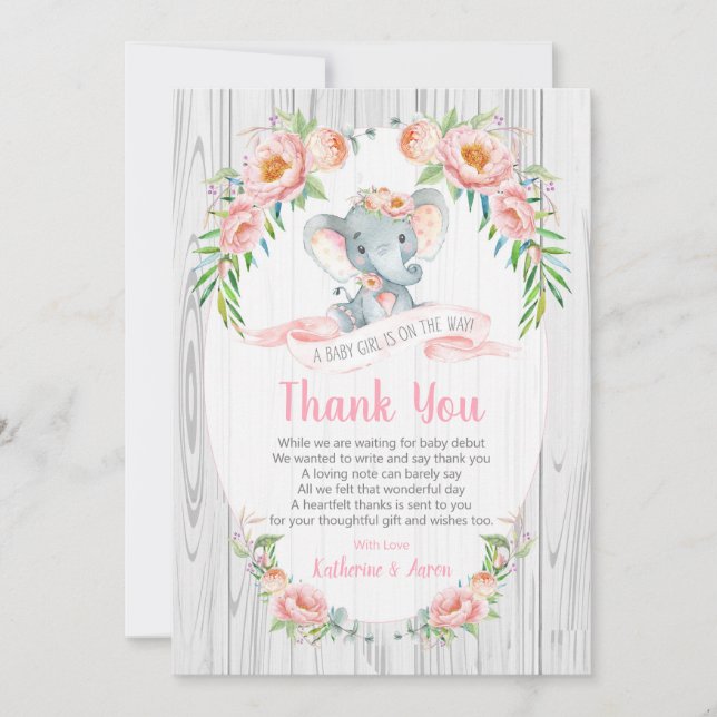 Carte de remerciements de Baby shower floral Boho  (Devant)
