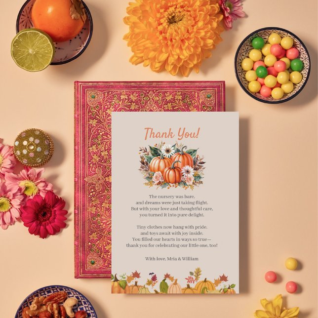 Carte de remerciements de Baby shower Floral Citro (Créateur téléchargé)