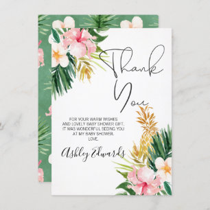 Carte de remerciements de Baby shower floral tropi