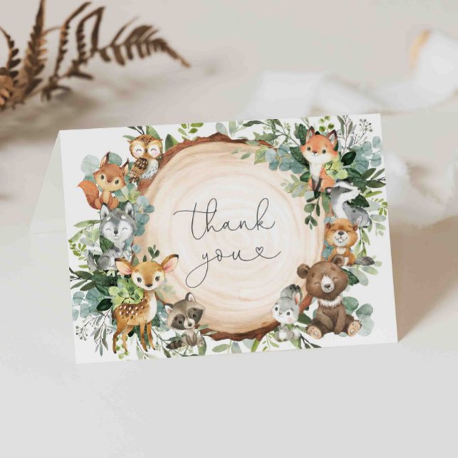 Carte de remerciements de Baby shower forestier (Créateur téléchargé)