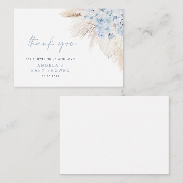 Carte de remerciements de Baby shower Garçon Blue  (Devant / Derrière)