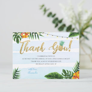 Carte de remerciements de Baby shower Gold Aloha