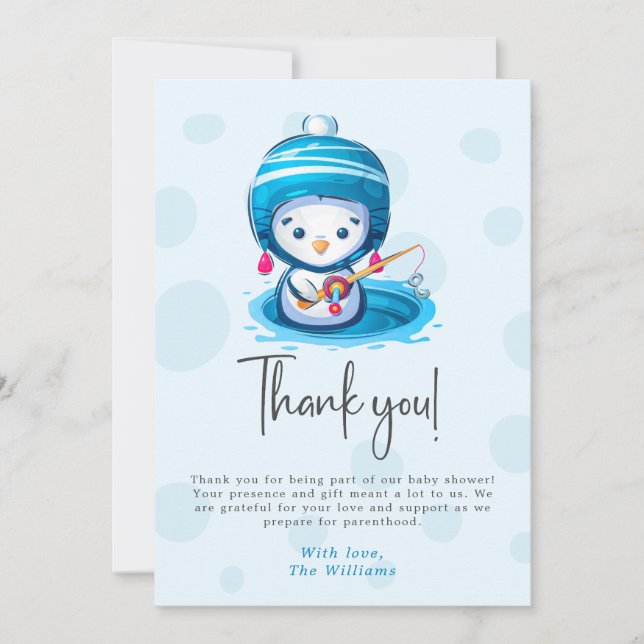 Carte de remerciements de Baby shower Icy Blue Pen (Devant)