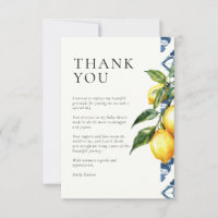 Carte de remerciements de Baby shower italien au c