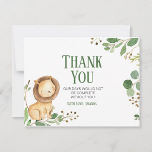 Carte de remerciements de Baby shower Lion verdoya