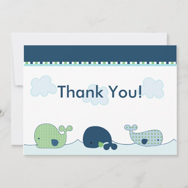 Carte de remerciements de Baby shower Little Whale (Devant)