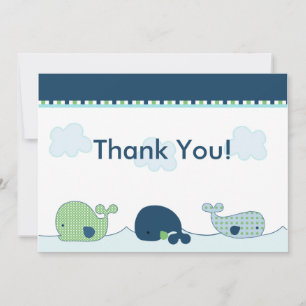 Carte de remerciements de Baby shower Little Whale