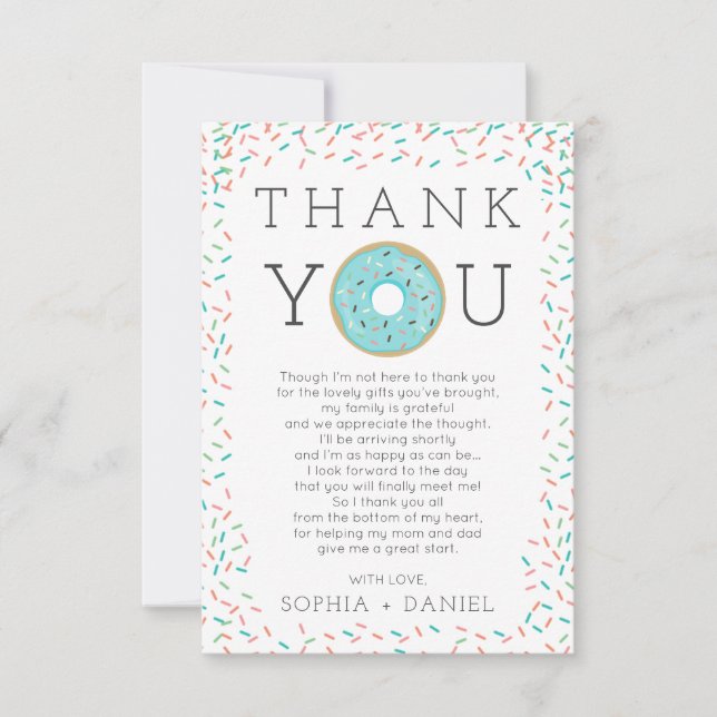 Carte de remerciements de Baby shower moderne Saup (Devant)