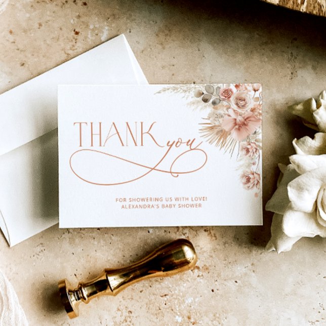 Carte de remerciements de Baby shower Pampas Grass (Créateur téléchargé)