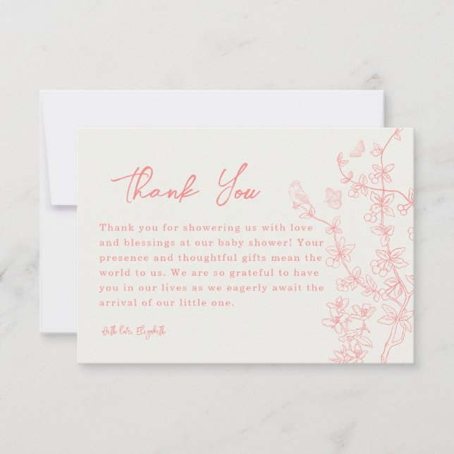 Carte de remerciements de Baby shower Peach Pink C (Devant)