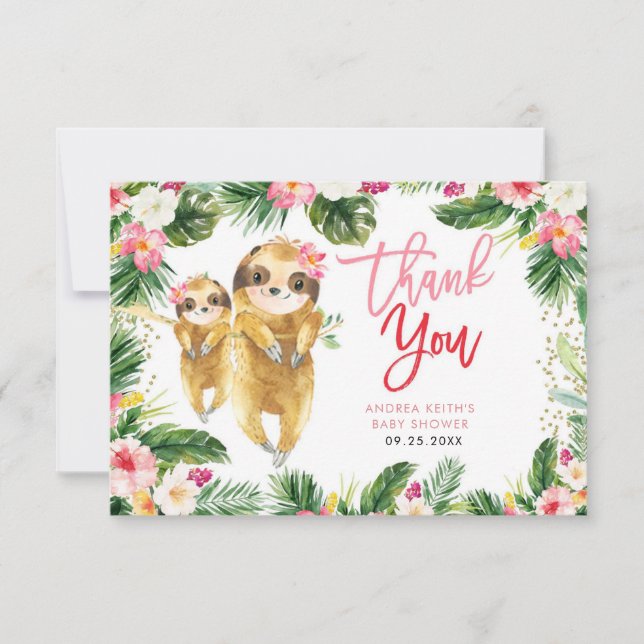 Carte de remerciements de Baby shower pour fille t (Devant)