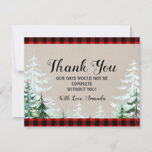 Carte de remerciements de Baby shower Red Plaid