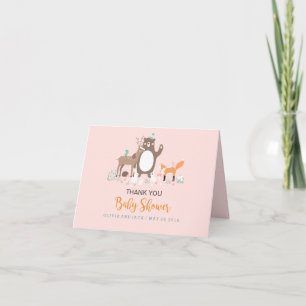 Carte de remerciements de Baby shower rose boisé