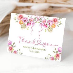 Carte de remerciements de Baby shower rose Bow flo