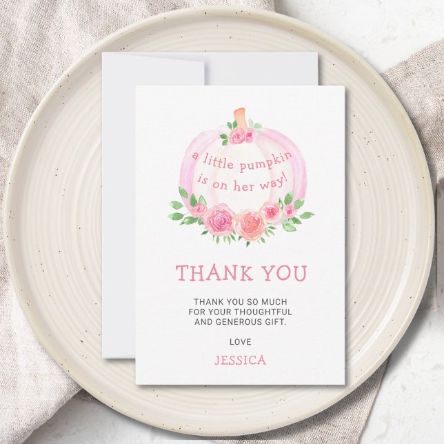 Carte de remerciements de Baby shower rose Citroui (Créateur téléchargé)