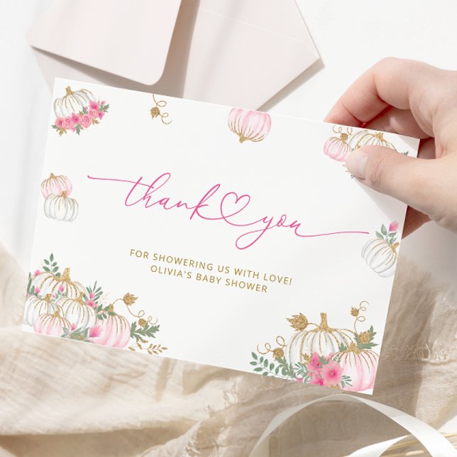 Carte de remerciements de Baby shower rose Citroui (Créateur téléchargé)