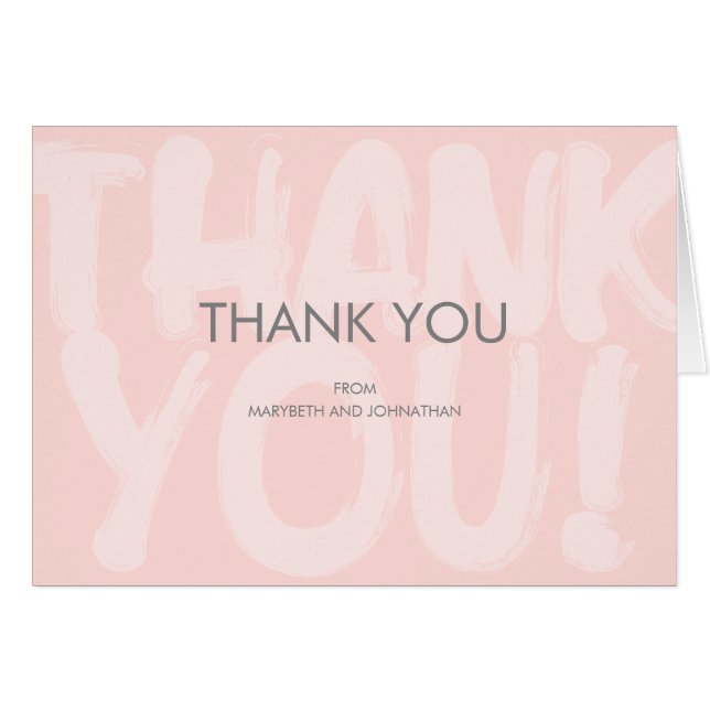 Carte de remerciements de Baby shower rose Graffit (Devant Horizontal)