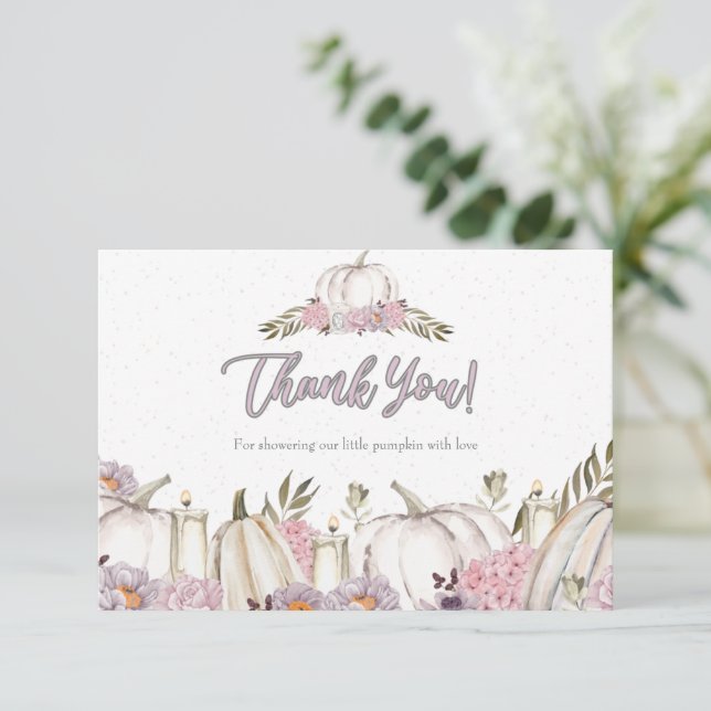 Carte de remerciements de Baby shower rose pâle po (Debout devant)