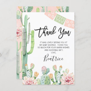 Carte de remerciements de Baby shower rose vert Fi