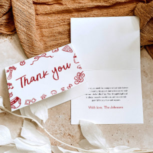 Carte de remerciements de Baby shower rouge italie