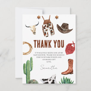 Carte de remerciements de Baby shower rustique Cow