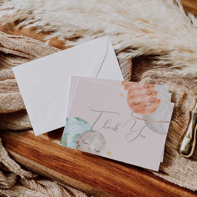 Carte de remerciements de Baby shower spatial pour (Créateur téléchargé)