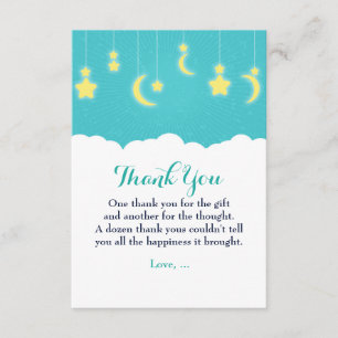 Carte de remerciements de Baby shower Stars Moon &