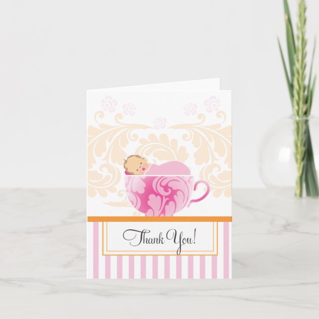 Carte de remerciements de Baby shower Tea Cup (Devant)