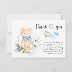 Carte de remerciements de Baby shower Teddy Bear