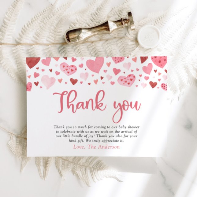 Carte de remerciements de Baby shower Valentine Sw (Créateur téléchargé)