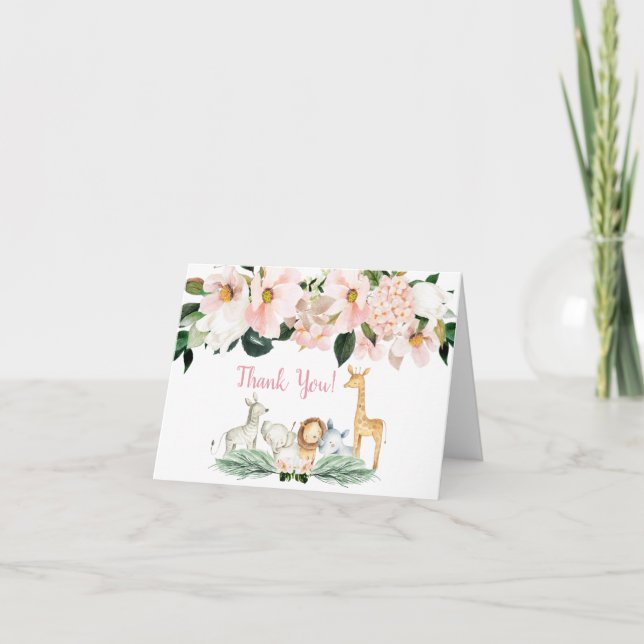 Carte de remerciements de Baby showers pour filles (Devant)