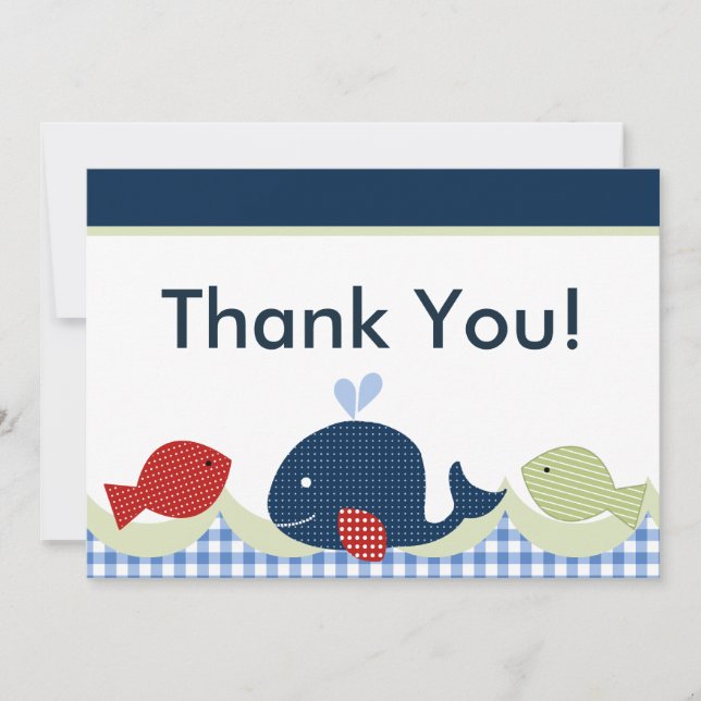 Carte de remerciements de baleines/Baby showers de (Devant)