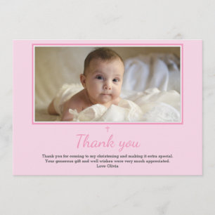 Carte de remerciements de baptême/baptême de fille