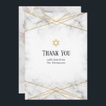 Carte de remerciements de Bat mitzvah géométrique<br><div class="desc">carte de remerciements bat mitzvah avec une texture marbré avec un cadre géométrique or et un inversé en marbre doré.</div>
