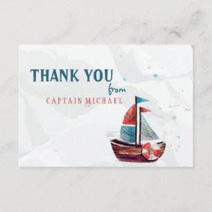 Carte de remerciements de bateau aquarelle
