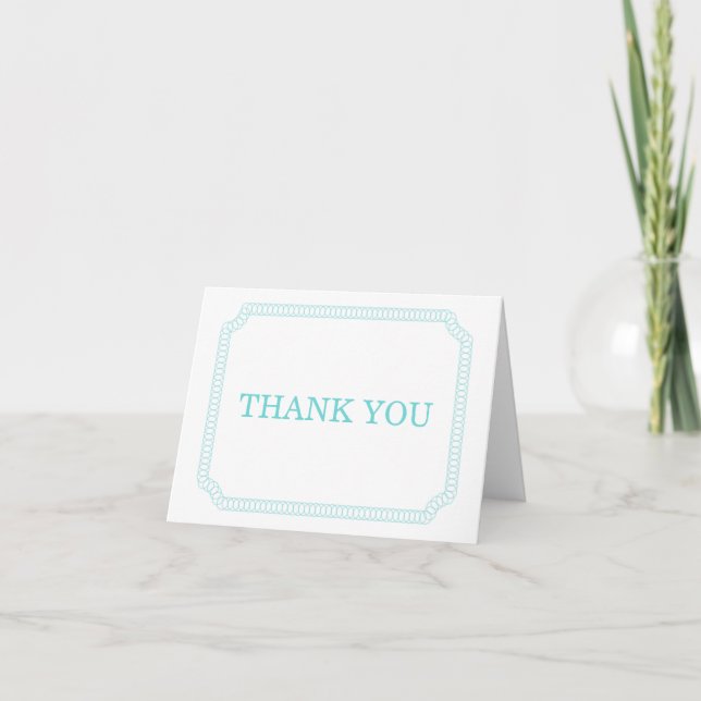 Carte de remerciements de billet entouré d'Aqua (Devant)