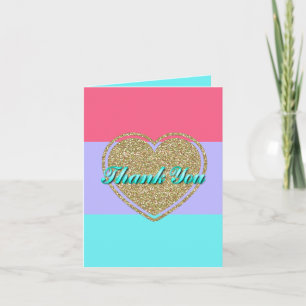 Carte de remerciements de bloc couleur Gold Heart