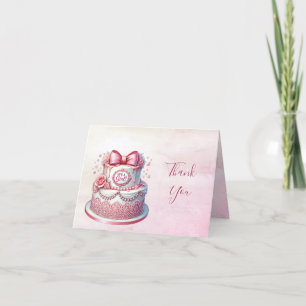 Carte de remerciements de boîte rose pâtisserie dé