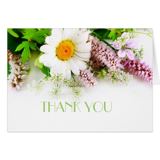 Carte de remerciements de bouquet Daisy de printem (Devant horizontal)