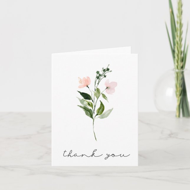 Carte de remerciements de bouquet floral aquarelle (Devant)