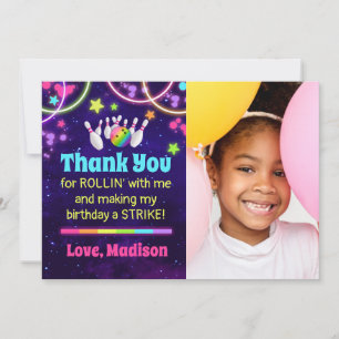 Carte de remerciements de Bowling avec photo