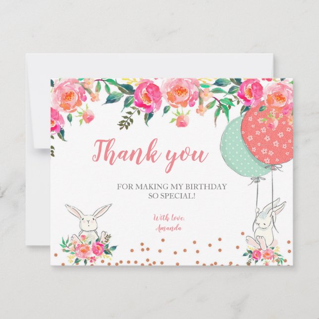 Carte de remerciements de Bunny Floral (Devant)