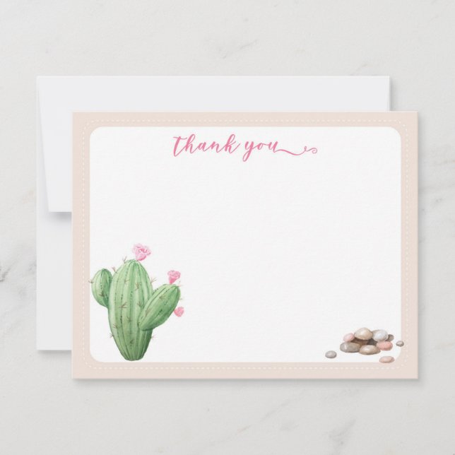 Carte de remerciements de cactus beige à la crème  (Devant)