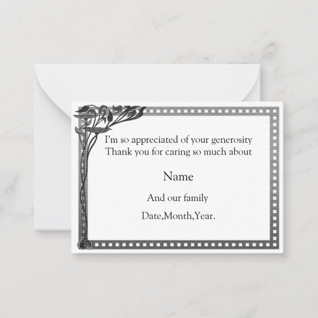 Carte de remerciements de cadre Art nouveau (Devant)