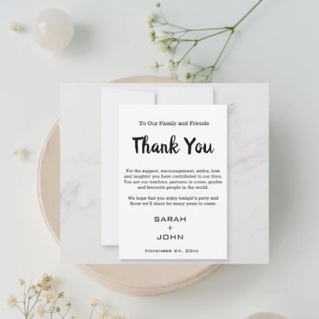 Carte de remerciements de calligraphie moderne sim (Simple Elegant Wedding Thank You Card )